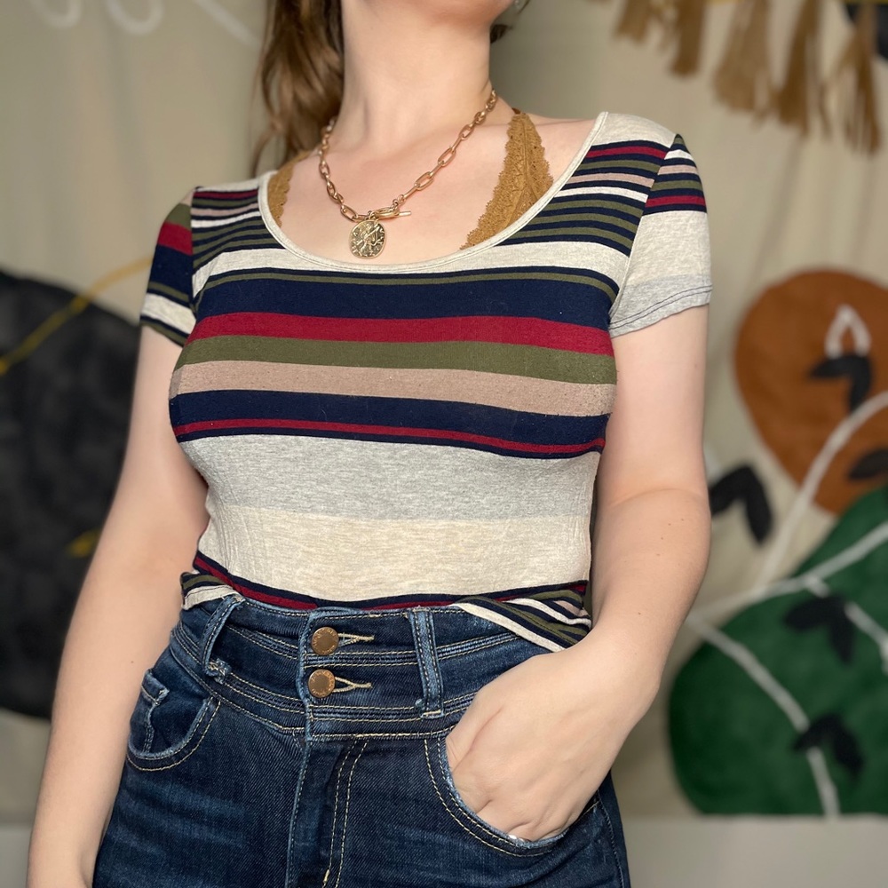 Multicolored Striped Crop Top